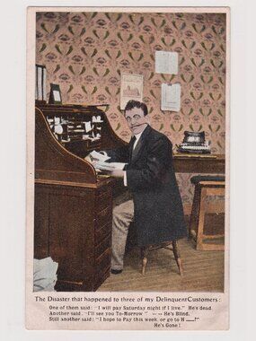Saucy Postcard "Delinquent Customers" (Bamforth, Series No. 1264)